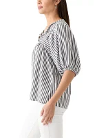 Women's Striped Elbow Sleeve Top