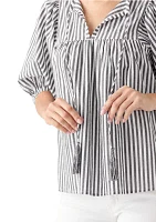 Women's Striped Elbow Sleeve Top