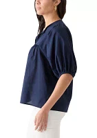 Women's Elbow Sleeve Solid Top