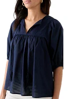 Women's Elbow Sleeve Solid Top