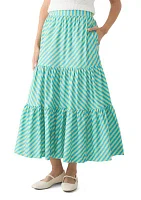Women's Pull On Striped Tiered Maxi Skirt