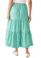 Women's Pull On Striped Tiered Maxi Skirt
