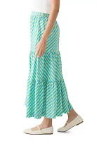 Women's Pull On Striped Tiered Maxi Skirt