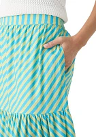 Women's Pull On Striped Tiered Maxi Skirt
