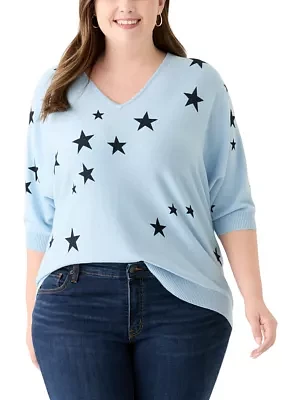 Plus Elbow Sleeve Knit Sweater