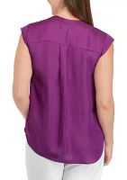 Women's Solid Split Neck Top