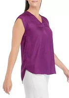 Women's Solid Split Neck Top