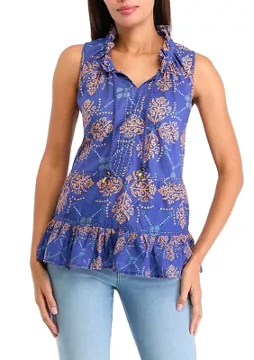 Women's Sleeveless Split Neck Top