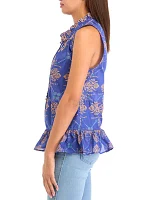 Women's Sleeveless Split Neck Top