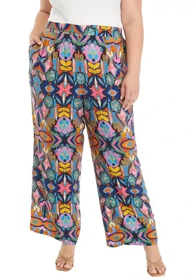 Plus Printed Wide Leg Pants