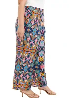 Plus Printed Wide Leg Pants