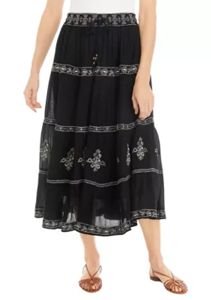 Women's Tiered Embroidered Skirt