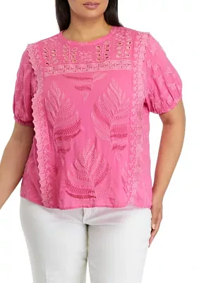 Plus Embroidered Top