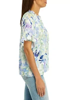 Women's Flutter Sleeve Floral Blouse