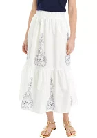 Women's Embroidered Tiered Midi Skirt