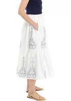 Women's Embroidered Tiered Midi Skirt