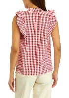 Women's Ruffle Sleeve Gingham Shirt