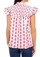 Women's Flutter Sleeve Floral Top