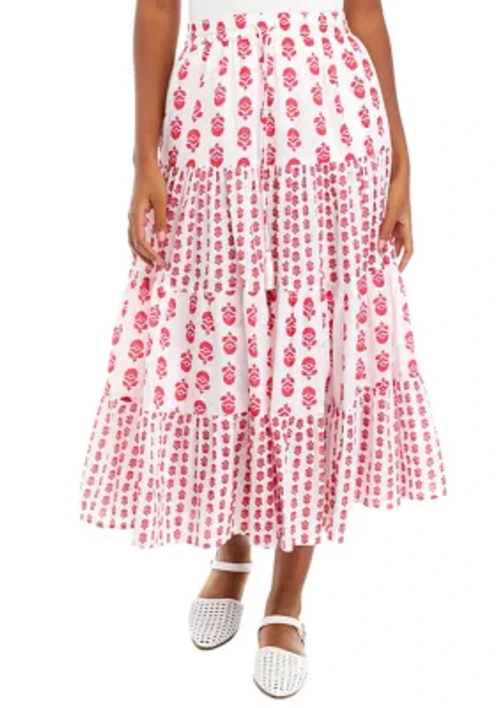 Women's Mixed Print Midi Skirt