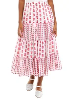 Women's Mixed Print Midi Skirt