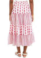 Women's Mixed Print Midi Skirt