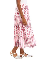 Women's Mixed Print Midi Skirt