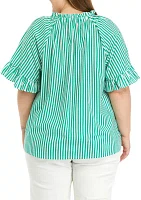 Plus Short Ruffle Sleeve Peasant Top