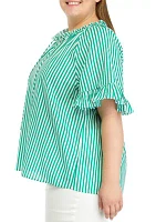 Plus Short Ruffle Sleeve Peasant Top