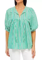 Women's Puff Sleeve Stripe Peasant Top