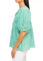 Women's Puff Sleeve Stripe Peasant Top