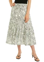 Women's Printed Tiered Midi Skirt