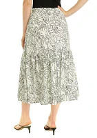 Women's Printed Tiered Midi Skirt