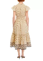 Women's Ruffle Sleeve Printed Tiered Dress