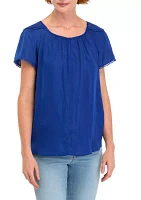 Women's Raglan Sleeve Blouse with Lace