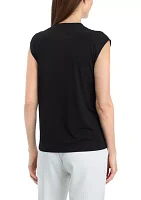 Women's Cap Sleeve V-Neck Knit Top