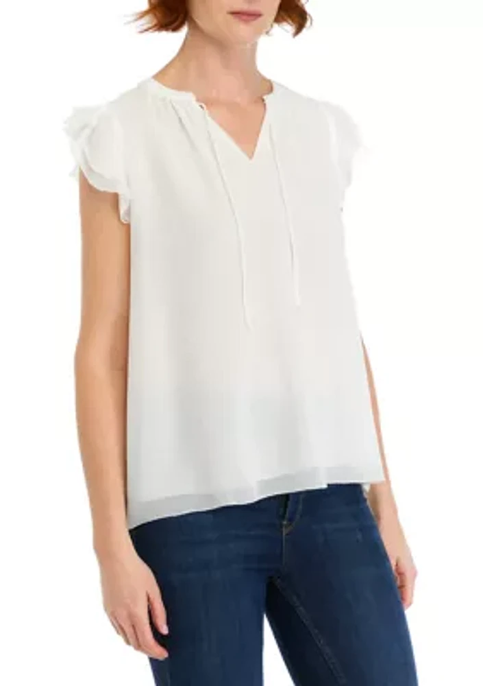 Women's Solid Ruffle Top