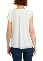 Women's Solid Ruffle Top