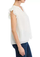 Women's Solid Ruffle Top