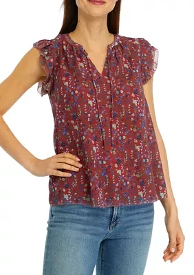 Women's Floral Printed Ruffle Top