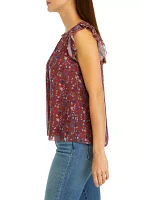 Women's Floral Printed Ruffle Top