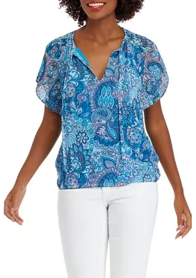 Women's Short Sleeve Printed Blouse