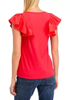 Women's Flutter Sleeve Top