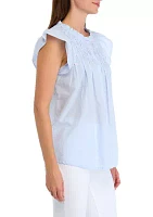 Women's Short Sleeve Embroidered Button Front Shirt