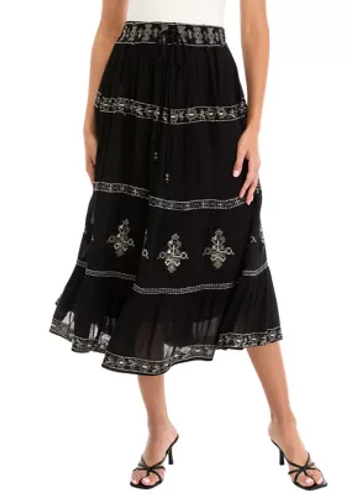 Women's Tiered Embroidered Skirt