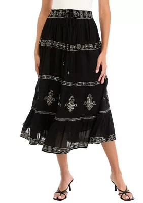 Women's Tiered Embroidered Skirt