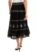 Women's Tiered Embroidered Skirt