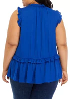 Plus Sleeveless Tiered Airflow Woven Top