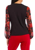 Petite Long Sleeve Crew Neck Jersey Top