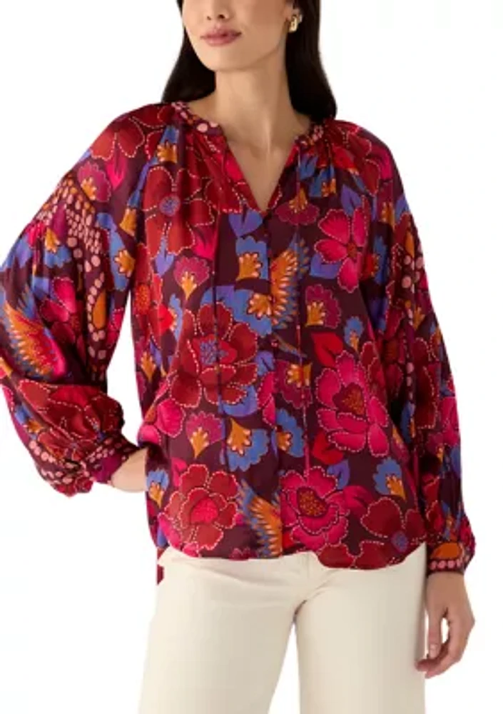 Women's Printed Split Neck Blouse