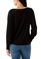 Women's Mixed Media Knit Top